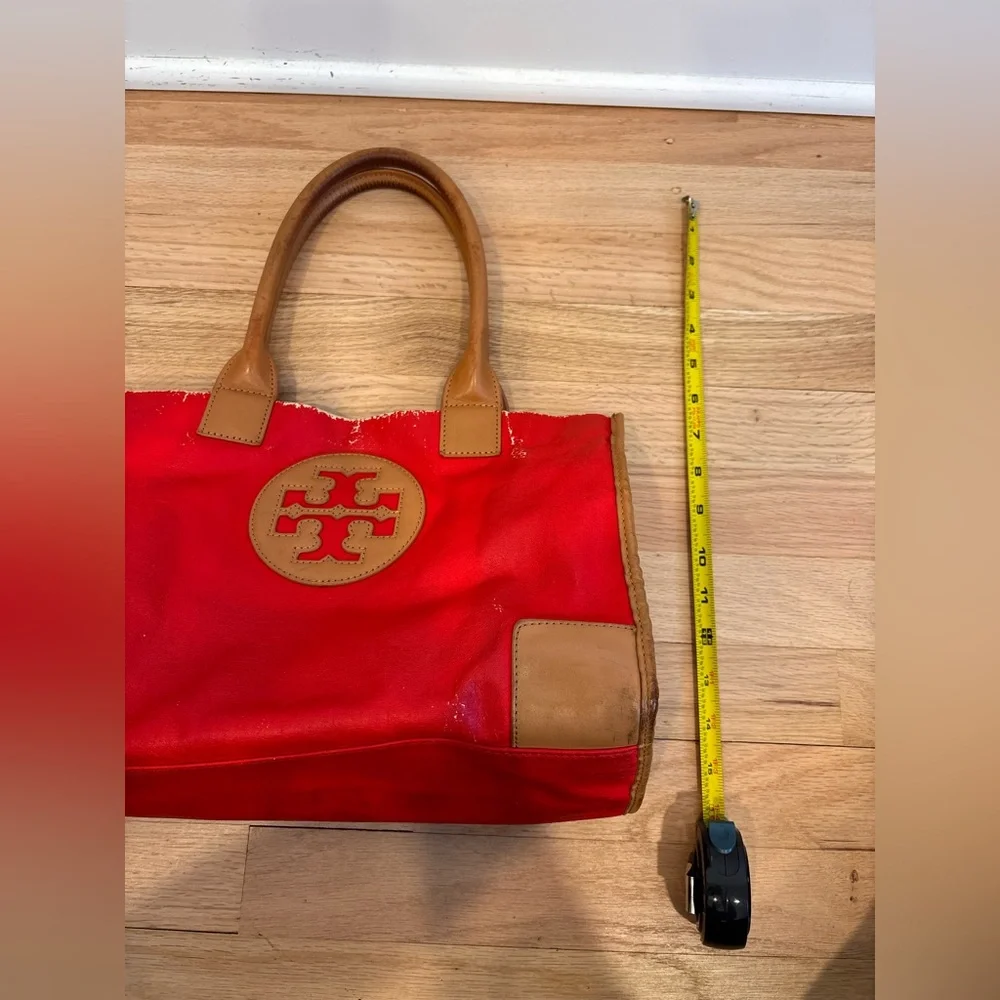 Tory Burch Red orange and tan leather tote - Picture 10 of 12